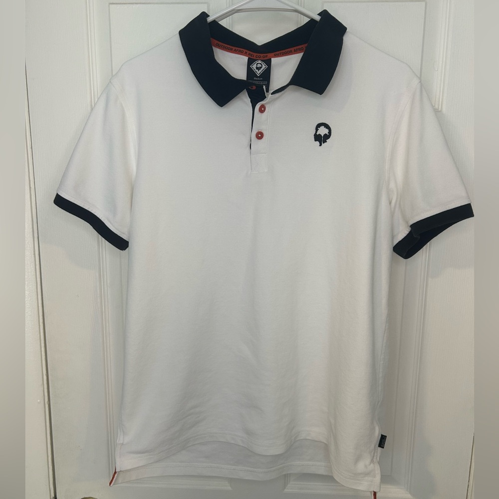 REI Outdoor Afro Men’s White Polo Size Medium